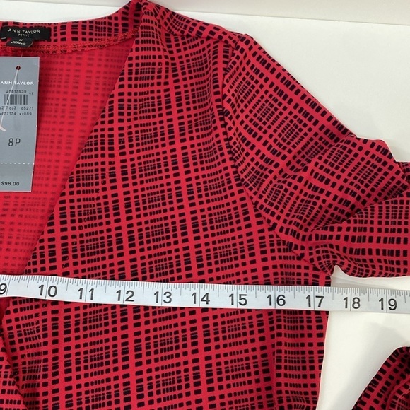 Ann Taylor Wrap Dress Elegant Women's 8P Red Black - Picture 7 of 12